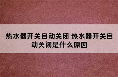 热水器开关自动关闭 热水器开关自动关闭是什么原因